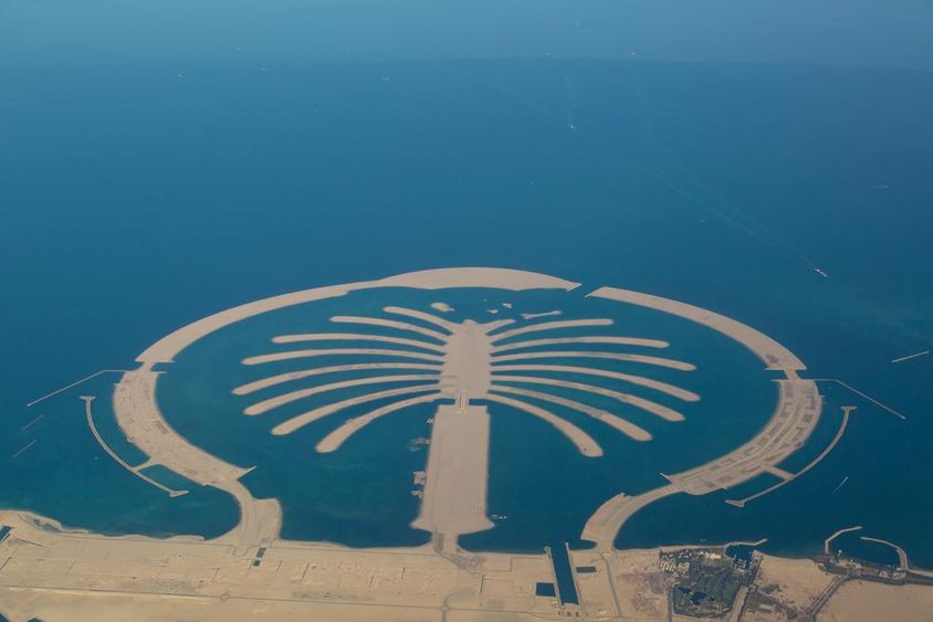 Dubai Palm Jebel Ali artificial island.