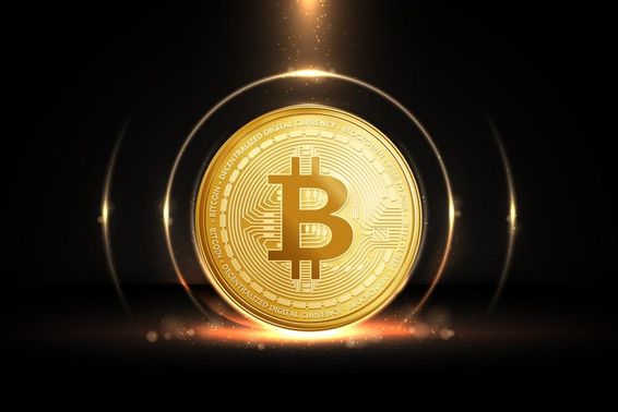 Bitcoin arany színű érme.