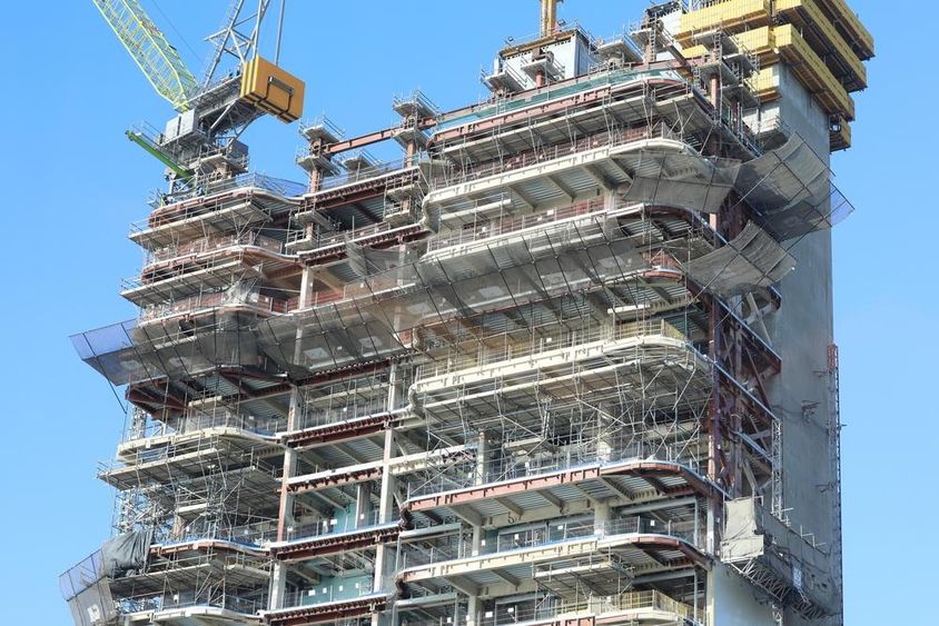 Construction work on skyscrapers in Dubai.