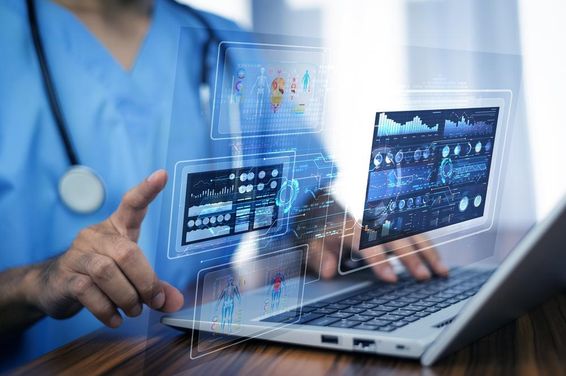 Medical data projected onto a computer.