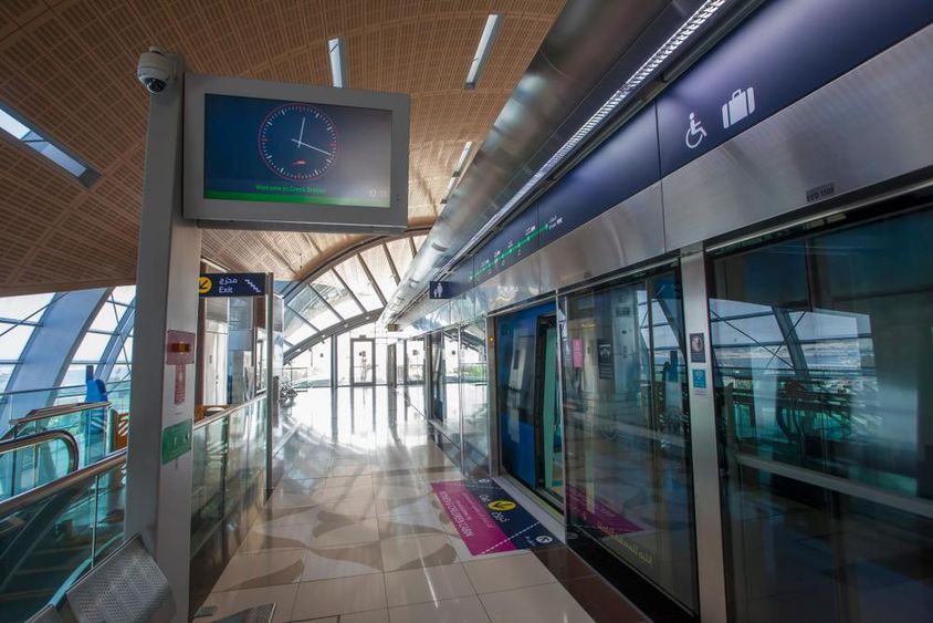 Subway entrance to the Creek Tower station in the city of Dubai.
