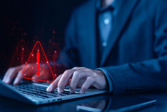 Cyber attack warning symbol.