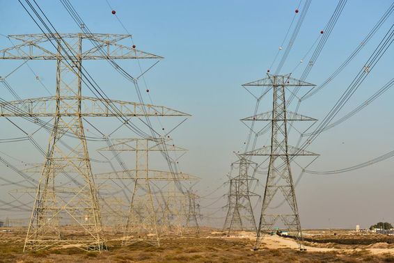 High voltage power lines in Sharjah.