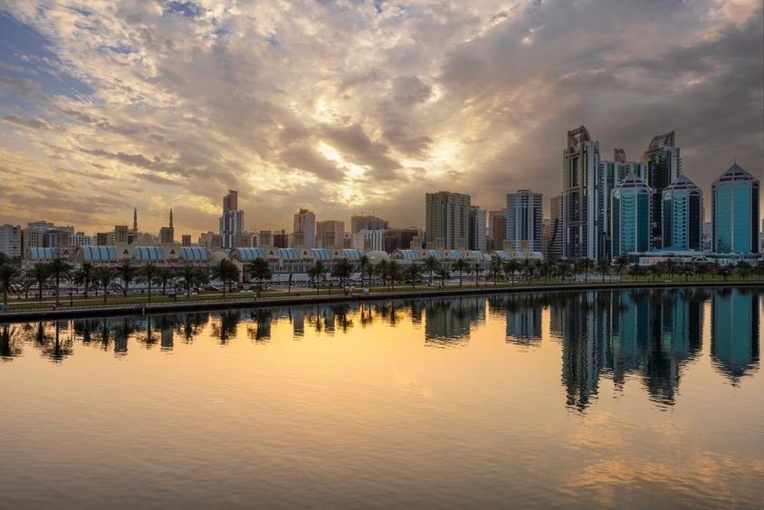 A Sharjah Central Souqs ikonikus épülete.

