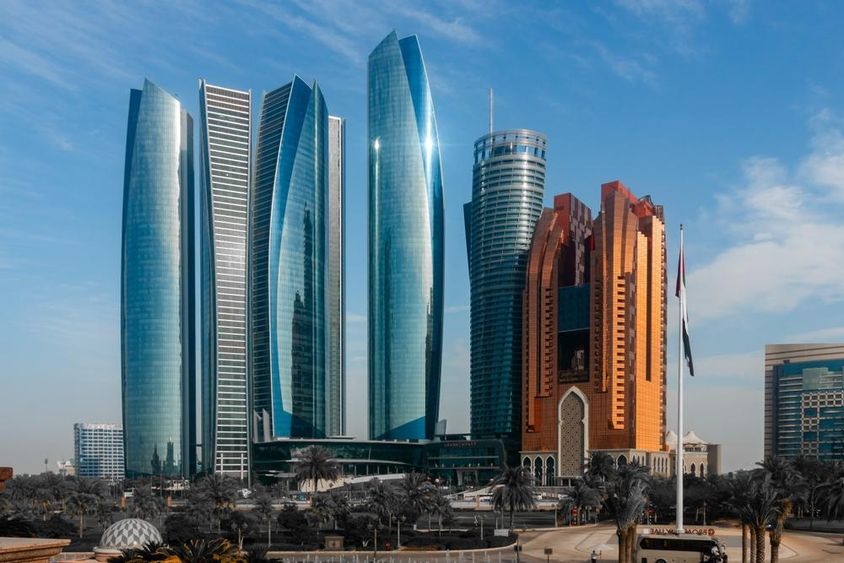 Etihad Towers in Abu Dhabi, the capital of the United Arab Emirates.