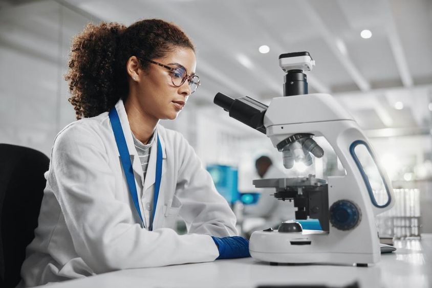 Scientist study, innovation and biotechnology, stem cell research.