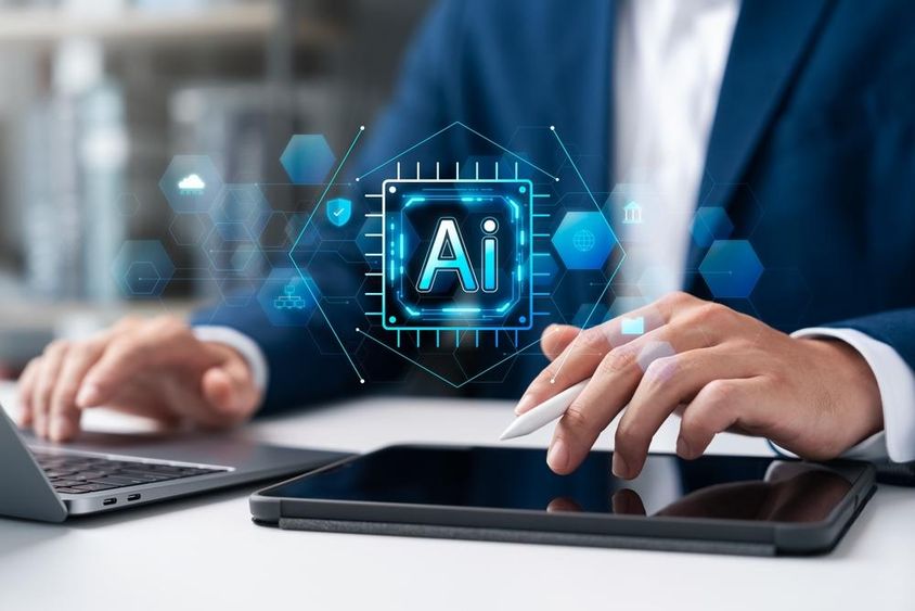 Mesterséges Intelligencia segítségével adatok elemzése laptopon.