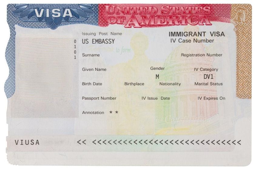 USA vízum az útlevélben.