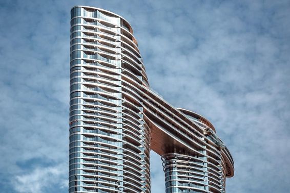 Modern futuristic building in downtown Dubai.