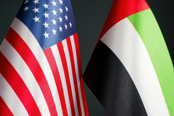 USA und Vereinigte Arabische Emirate, Flaggen von Vereinigten Arabischen Emiraten.