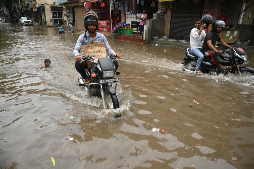 Severe rains and flood-like water in India.