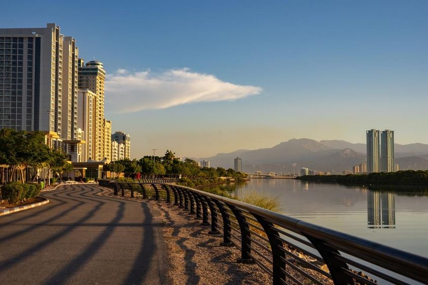 View of Ras al Khaimah Emirate in the northern part of the United Arab Emirates.