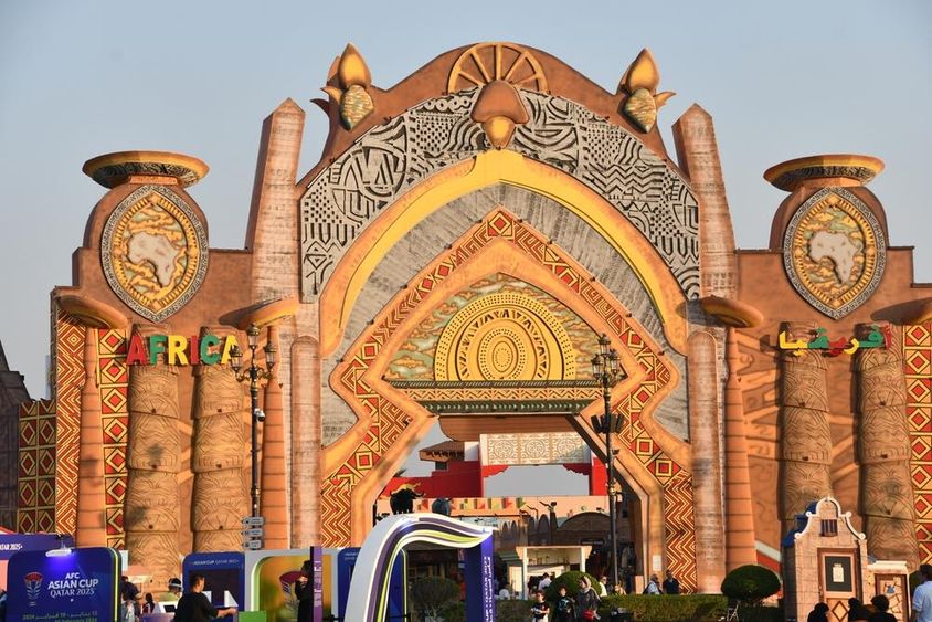 Afrika pavilon a Globális Faluban, Dubaiban, Egyesült Arab Emírségekben.