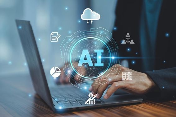Businessperson using artificial intelligence technology.