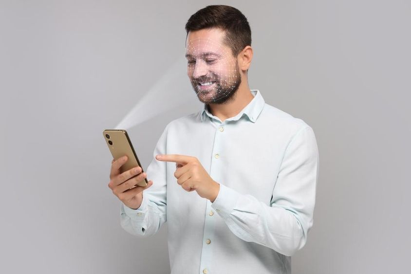 Facial recognition app biometric verification.