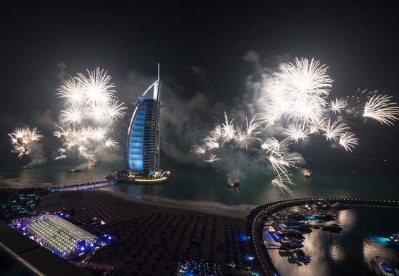 Burj al Arab szilveszteri tűzijáték.