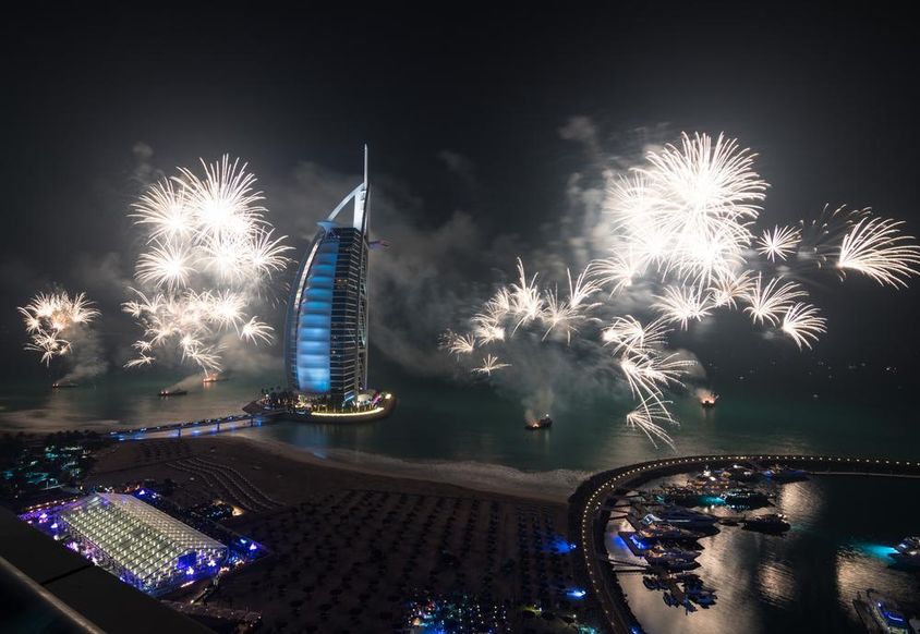 Burj al Arab szilveszteri tűzijáték.