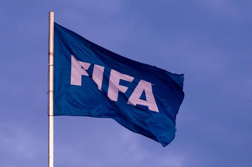 Kilátás a FIFA-zászlóra a BMO Field stadionban.