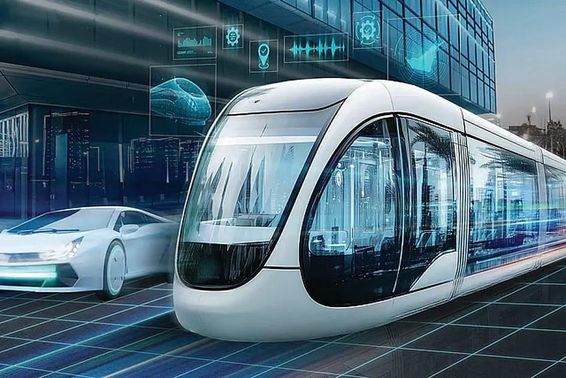 Elektromos sín nélküli villamos Dubai belvárosában