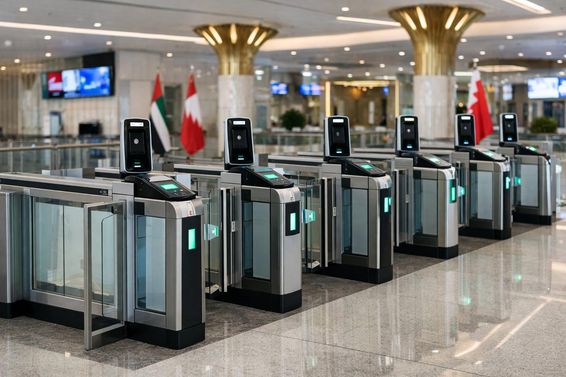 Ellenőrző kapuk a dubai reptéren.