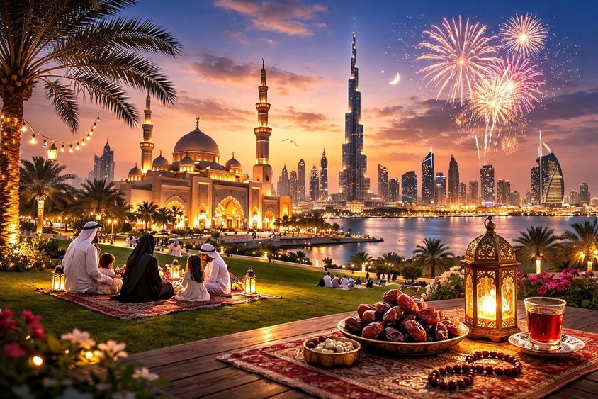Eid ünnep Dubai látkép