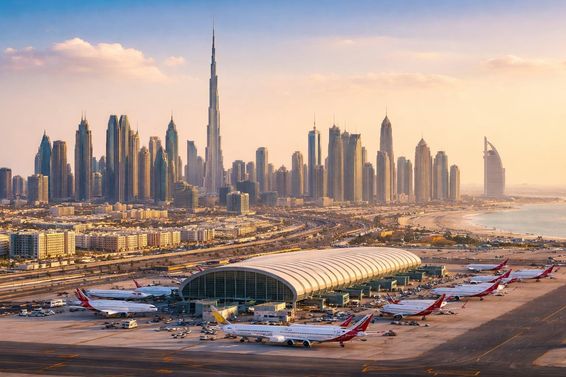 Dubai repülőtér panoráma látkép
