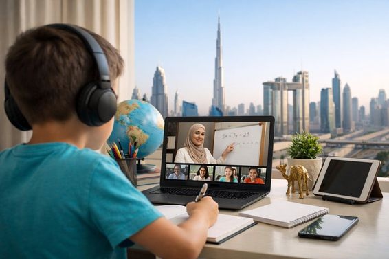 Online tanulás Dubai látképpel