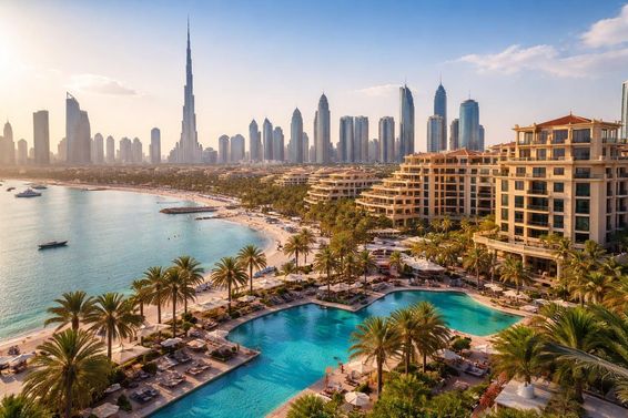 Dubai luxus szállodák látképe