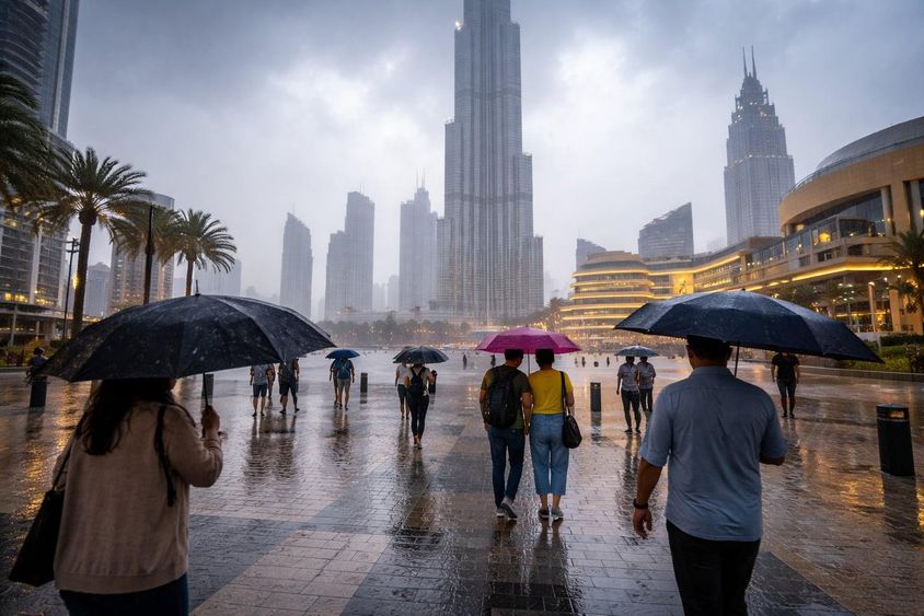 Gewitterberraschung: Regenschirme erobern Dubai - DubaiNachrichten