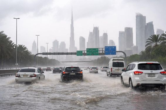 Dubai eső után utak