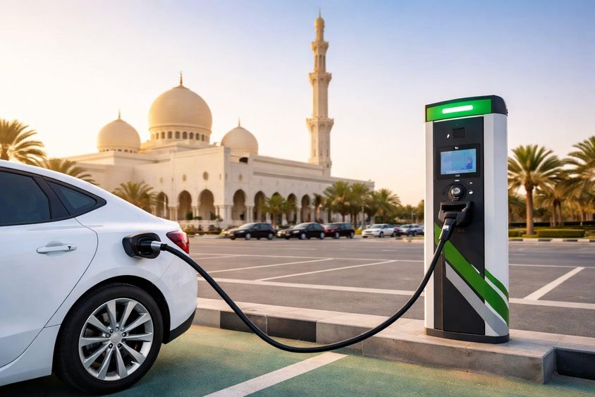 Elektromos töltés mecset parkolóban