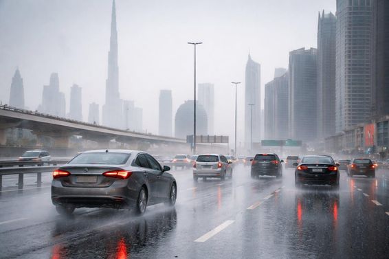 Esős fékezés Dubai útjain