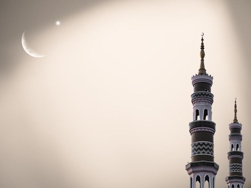 Mosque Dome Moon Starry Sky at Night