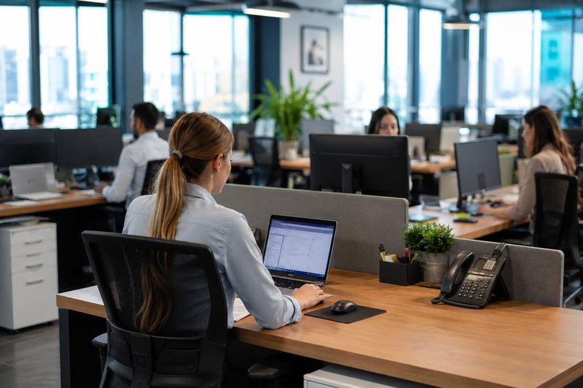 Atmosphere of a modern office workspace