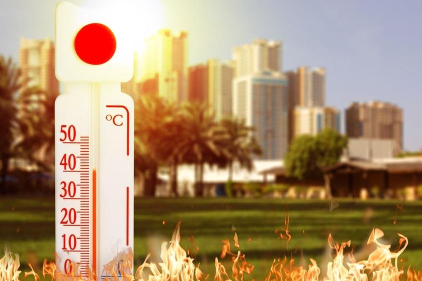Thermometer showing high temperature
